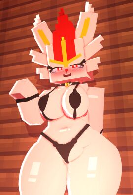 1girls 2024 2024s 3d absurd_res absurdres anthro bell_choker big_breasts black_bikini black_bra black_clothing black_panties black_swimwear black_underwear blush breasts bunny_girl choker cinderace coresvoid curvy curvy_body curvy_female curvy_figure digital_media_(artwork) eyelashes female female_focus female_only fur furry furry_female game_freak generation_8_pokemon hi_res humanoid lagomorph leporid looking_at_viewer mammal microsoft mine-imator minecraft mojang nintendo non-human_areolae open_mouth pokemon pokemon_(game) pokemon_(species) pokemon_ss pokémon_(species) rabbit red_eyes red_hair shadow smooth_skin solo solo_female solo_focus thick_thighs thighs white_body white_fur wide_hips