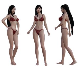 1girls 3d aniroxas daz_studio final_fantasy final_fantasy_vii_remake full_body model_sheet red_bra red_panties red_underwear solo tifa_lockhart underwear