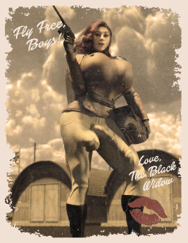 1futa 3d alternate_version_available athletic athletic_futa balls big_breasts black_widow_(marvel) blue_eyes breast_implants breasts bulge bulge_down_leg bulge_through_clothing busty cosplay dickgirl english_text fake_breasts futa_only futanari hourglass_figure huge_cock intersex marvel marvel_comics muscles muscular natasha_romanoff penis penis_outline pinup poster red_hair scarlett_johansson sepia solo testicles toxiccg3d trans_woman transfem veiny_penis vintage