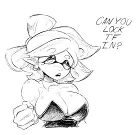 1girls bananawithas big_breasts breasts cleavage female inkling inkling_girl looking_at_viewer marie_(splatoon) nintendo pointy_ears splatoon splatoon_(series) squid_sisters tagme tentacle tentacle_hair