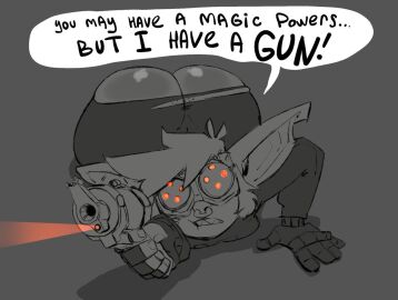 ass big_ass big_butt gun remiman solo solo_focus