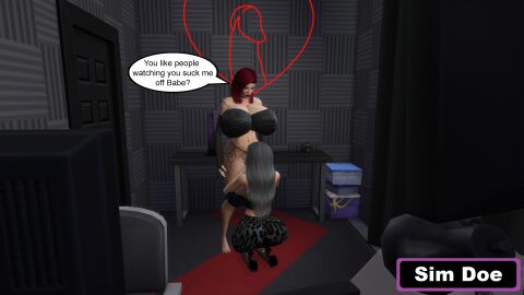 3d age_difference age_difference_couple ass big_ass big_breasts breasts english english_text fingerless_gloves fishnet_stockings fishnets futanari gilf grandma grandmother grandmother_and_granddaughter granny grey_hair intersex kathrine_mckay_(sim_doe) livestream livestreaming madison_mckay_(sim_doe) massive_ass massive_boobs massive_breasts massive_tits original_characters red_hair sim_doe speech_bubble tattoo tattoo_on_belly tattoos the_sims the_sims_4