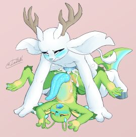 3_fingers absurd_res anal anal_sex anglerfish anthro antlers big_ears big_penis black_sclera blue_blush blue_mouth blue_penis blush bodily_fluids clenched_teeth cum cum_in_ass cum_inside davano duo feet fin fingers finnegan_(novada) fish frill_(anatomy) from_front_position genital_fluids genitals guardian_spirit hi_res hooves horn leaking_cum lure_(anatomy) lying male male/male marine mating_press membrane_(anatomy) microsoft on_back open_mouth ori_(series) penetration penis pupils sex stomach_bulge tail tail_fin tapering_penis teeth toes upside-down vein veiny_penis webbed_feet white_pupils xbox_game_studios