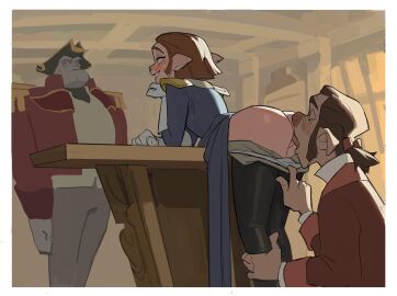 2024 absurd_res alien amugea anthro ass blush bodily_fluids bottomwear bottomwear_down brown_hair canid canine canis captain_amelia closed_eyes clothed clothing cunnilingus delbert_doppler digital_drawing_(artwork) digital_media_(artwork) disney ears_back exhibitionism eyewear felid feline female glasses gloves grin hair handwear hi_res legwear male male/female mammal markings mole_(marking) mr_arrow open_mouth oral pants pants_down partially_clothed pivoted_ears pussy sex smile stealth_oral stealth_sex stockings sweat sweatdrop tongue tongue_out treasure_planet uniform vaginal_penetration