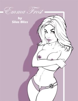 artist_name breasts covered_nipples emma_frost female large_breasts marvel marvel_comics nipples panties silasbliss topless topless_female white_queen x-men