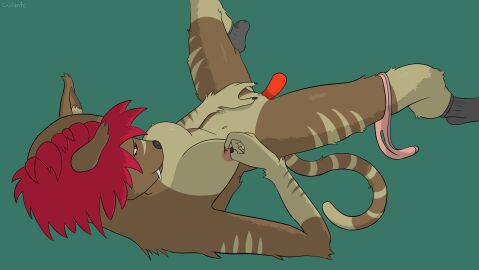 anthro big_cat breasts exposed feline female furry intercourse male naked nipple_pull nipples nude panties penetration penis pussy socks vagina vaginal_penetration