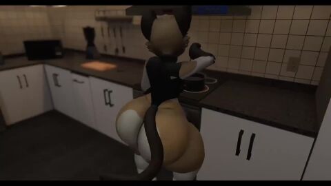 cooking feline femboy huge_ass michael_(vbadcatt) pear-shaped_figure seductive shaking_ass tagme thick_ass vbad_catt video vrchat vrchat_avatar wiggling_ass