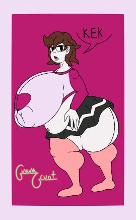 1girls 2d ass big_ass big_penis black_eyes breasts brown_hair chubby chubby_female clothed clothed_female clothing commission crop_top female female_focus female_only guavagrunt happylikeawall huge_ass huge_breasts looking_at_viewer male nipples_visible_through_clothing overweight overweight_female penis pose simple_background skirt skirt_up small_skirt text text_bubble thighhighs thighs white_body youtube youtuber