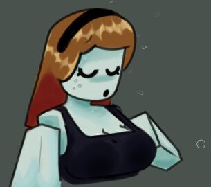 1girls 2d 2d_(artwork) 2d_artwork b_emilyy black_bra blocky_body bra breasts brown_hair browserbm cleavage closed_eyes doodle female long_hair roblox robloxian tagme white_skin
