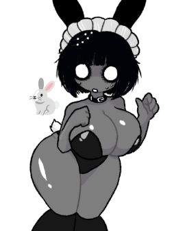 1girls 2d 2d_(artwork) 2d_artwork ass big_breasts black_hair blank_eyes breasts bunny_costume bunny_ears bunny_girl bunny_tail bunnysuit choker cleavage cleavage_overflow curvaceous curvy curvy_body curvy_female curvy_figure deep_cleavage female grey_body grey_skin hira.shotgun huge_breasts large_breasts maid_bunny maid_headdress original_character playboy_bunny roblox roblox_avatar robloxian short_hair side_ass simple_background solo solo_female solo_focus sweat sweatdrop sweating thick_ass thick_hips thick_thighs thighs unique_style voluptuous voluptuous_female white_background white_eyes wide_hips