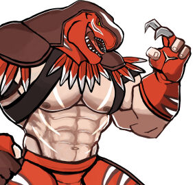 anthro balls bara bulge darknaigart dinosaur flaccid king_of_dinosaurs king_of_fighters male male_only mask muscles muscular penis solo solo_male wrestler yaoi