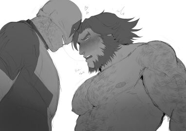 2boys after_kiss arm_hair baimonbluewhale blush breasts chest_hair deadpool female full-face_blush gay hairy hairy_pussy heart james_howlett large_pectorals logan_(x-men) looking_at_another male male_only marvel marvel_comics marvel_rivals mask medium_breasts monochrome mutant_(marvel) nipples nude pectorals pussy saliva smile wade_wilson wolverine_(marvel_rivals) wolverine_(x-men) x-men yaoi