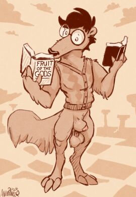 animal_genitalia animancer anteater balls big_penis book bottomless clothed clothing eyewear genitals glasses hi_res male mammal nerd penis pilosan riley_(disambiguation) sheath sweater sweater_vest topwear vest xenarthran
