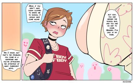 bad_mother bathrobe bathrobe_only blush female invalid_tag mother mother_and_son nottborne part_of_a_set public tagme