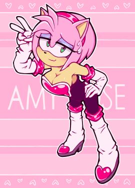 amy_rose amy_the_bat bodysuit breasts female hedgehog hedgehog_girl horny_female neckline presenting_breasts rouge_the_bat_(cosplay) seductive sonic_(series) spandex_suit vilrot