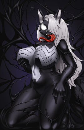 anthro anthro_only female furry helluva_boss living_clothes loona_(helluva_boss) marvel marvel_comics rikatsuky she-venom spider-man_(series) symbiote tagme venom_(marvel)
