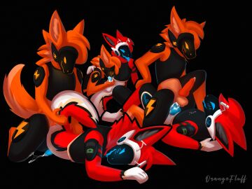 absurd_res animal_genitalia animal_penis anthro ass ass_grab bodily_fluids butt_grab cum cum_in_ass cum_in_mouth cum_inside cum_on_face cum_on_penis duo ejaculation eye_contact fellatio fluffy from_behind_position fur genital_fluids genitals hand_on_ass hand_on_back hand_on_butt hi_res knot looking_at_another lying machine male male/male male_penetrated male_penetrating male_penetrating_male nude on_back on_front open_mouth oral orange_body orange_fur orangefluff orangefluff_(protogen) penetration penile penile_penetration penis protogen rytec sex spread_legs spreading tongue tongue_out