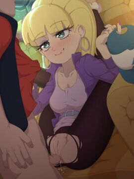 1boy 1girls aged_up anal anal_creampie anal_sex ass bangs baseball_cap blonde_hair blue_eyes blunt_bangs blush bodily_fluids cum cum_in_ass cum_inside dipcifica dipper_pines disney disney_channel disney_xd eyeless_male female femdom grabbing_shirt gravity_falls holding_object legs_behind_head legs_spread long_hair male male_penetrating_female pacifica_northwest partially_clothed penetration penis penis_in_ass pine_tree_(symbol) pussy ripped_clothing ripped_pants rockset sitting_on_chair smirk