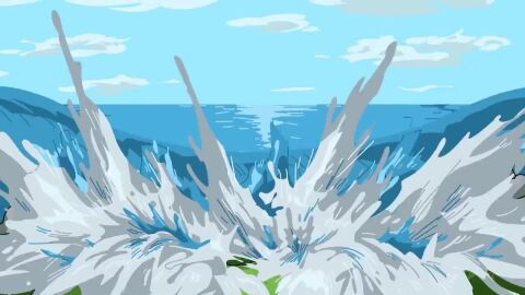 1girls 2d animated ass ass_focus ass_slam big_ass big_butt dark-skinned_female dark_skin destruction earthquake fluid_animation hat huge_ass huge_breasts inkora_art puffy_hair sound tagme tsunami video