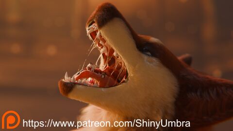 3d_(artwork) absurd_res bodily_fluids canid canine deer digital_media_(artwork) drooling hi_res mammal maned_wolf maple_(disambiguation) open_mouth saliva shinyumbra teeth titanleon tongue vore