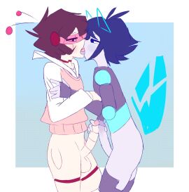 2022 amaruu animal_humanoid antenna_wire balls big_penis bottomless cat_humanoid cat_robot claude_(amaruu) clothed clothing felid felid_humanoid feline feline_humanoid femboy french_kissing frottage genitals hand_on_penis hi_res hug humanoid humanoid_genitalia humanoid_penis kissing machine male male/male mammal mammal_humanoid not_furry original outercourse penile penis robonya robot robot_humanoid robot_on_robot sex standing visor