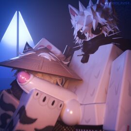 2boys 3d balls big_cock big_penis blender blender_(artwork) blender_cycles cock cock_worship dick feline fishnets furry gay handjob penis roblox robloxian sand_shark shark vyndix watermark