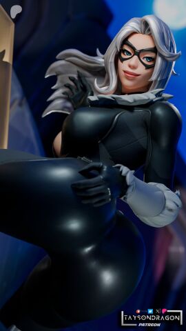 1girls 2024 3d 3d_(artwork) ass ass_focus big_ass_(female) black_cat_(fortnite) black_cat_(marvel) dressed felicia_hardy female fortnite fortnite:_battle_royale latex_clothing latex_skinsuit marvel marvel_comics solo solo_female spider-man_(series) taysondragon white_hair