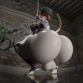 absurd_res anthro ass balls beanie big_ass big_balls big_breasts big_butt breasts calico_cat clothing ctgiantess domestic_cat epic_games felid feline felis fortnite futanari genitals hat hat_only headgear headgear_only headwear headwear_only hi_res huge_ass huge_butt intersex looking_back mammal meow_skulls_(fortnite) mostly_nude pole solo stripper_pole tail