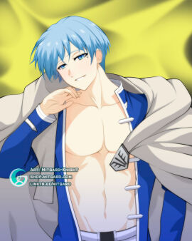blue_eyes blue_hair bodypillow dakimakura fanart himmel_(sousou_no_frieren) male male_only mitgard-knight mitgardstore sousou_no_frieren twink