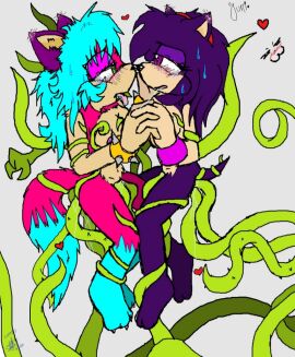 animal_ears artist_name artist_request blue_hair cat_ears female jewelry purple_hair short_hair signature tail