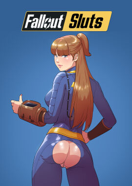 1girls 2024 2d 2d_(artwork) anal_access ass ass_window back back_view backboob bangs blue_eyes bodysuit breasts brown_hair caucasian caucasian_female clothed clothing crotchless easy_access fallout female female_only from_behind hole_in_pants human human_only july_(tekuho) light-skinned_female light_skin long_hair looking_at_viewer looking_back mostly_clothed no_panties no_sex ponytail pose pussy ripped_bodysuit shaved_pussy solo solo_female standing straight_hair suit tekuho text thumbs_up tight_clothes tight_clothing vault_dweller vault_girl vault_meat vault_suit