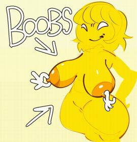1girls animated arrow ass big_ass big_breasts big_butt breasts disembodied_hands egstym female female_focus female_only loop naked naked_female nipple_pull nude nude_female ovumel_(egstym) pulling_nipples pulling_out_breasts saggy_breasts short_hair solo solo_female solo_focus tagme text white_eyes yellow_body yellow_hair