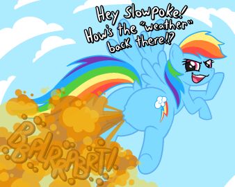 1girls big_ass english_text fart fart_cloud fart_fetish farting fat_ass female mischievous_smile my_little_pony rainbow_dash_(mlp) sorollos text
