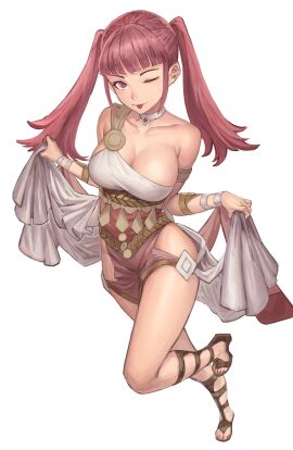 1girls alternate_costume breasts cleavage daisuke_6897 dancer dancer_(three_houses) dancer_outfit female fire_emblem fire_emblem:_three_houses hilda_valentine_goneril large_breasts looking_at_viewer nintendo pink_eyes pink_hair skeb_commission thighs