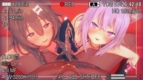 1boy 2girls 3d 3d_animation akira_brave777 animal_ears animated blush bone_hair_ornament braid braided_hair brown_eyes brown_hair camera_overlay camera_pov camera_view cat_ears catgirl chest_tattoo cum dark-skinned_male dark_skin dog_ears dog_girl dripping dripping_cum dripping_penis female female_focus ffm ffm_threesome gloves hand_on_penis handjob heart heart-shaped_pupils hololive hololive_japan interracial inugami_korone light-skinned_female light_skin longer_than_30_seconds longer_than_one_minute male male_pubic_hair mff mff_threesome moaning necklace nekomata_okayu penis pubic_hair purple_eyes purple_hair recorded recording recording_video short_hair sound tagme tattoo threesome twin_braids video virtual_youtuber vtuber