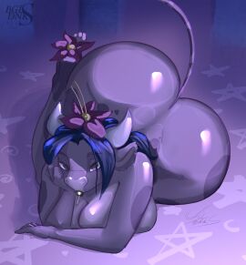 anthro ass big_ass big_breasts big_butt bigoldoinks blue_hair bovid bovine breast_squish breasts captain_laserhawk:_a_blood_dragon_remix cattle cleavage clothed clothing cream_and_chocolate curvy_anthro curvy_female curvy_figure female flower glistening glistening_butt hair head_on_hand hi_res hibiscus huge_ass huge_butt huge_hips hyper hyper_ass hyper_butt lying mammal on_front plant rayman_eating_sushi solo squish tail ubisoft voluptuous voluptuous_anthro voluptuous_female wide_hips