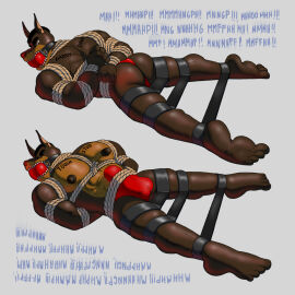angry back_view ball_gag bara big_ball_gag bondage bondagefanart bound canine daddy dilf doberman erect_penis erection_under_clothes erection_under_underwear front_view furry gagged gagged_male gagged_speech male male_only mammal moaning muscular muscular_male penis red_underwear rope rope_bondage snakebite_piercing spread_legs spreader_bar struggling writing_on_body yaoi