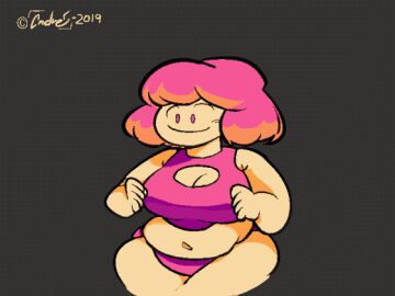 1girls animated belly breasts chubby chubby_female cleavage cleavage_cutout fat female female_focus female_only gordojogador hips large_breasts pink_eyes pink_hair smile stomach thick_thighs thighs wide_hips