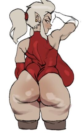 1girls ass backboob big_ass big_breasts breasts eda_clawthorne female light-skinned_female light_skin milf pale_skin skindentation the_owl_house thigh_highs tod0231 white_hair