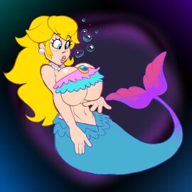 1girls 2024 2d 2d_(artwork) barely_contained barely_contained_breasts big_breasts blonde_hair blue_eyes breasts color female huge_breasts light-skinned_female light_skin lips lipstick long_hair make_up makeup mario_(series) merfolk mermaid mermaid_girl mermaid_peach mermaid_tail monamania necklace nintendo pink_lips pink_lipstick princess_peach princess_peach:_showtime! shiny_breasts shiny_skin solo solo_female underwater yellow_hair