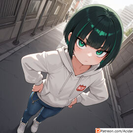 acidai ai_generated earrings femboy freckles green_hair heart original