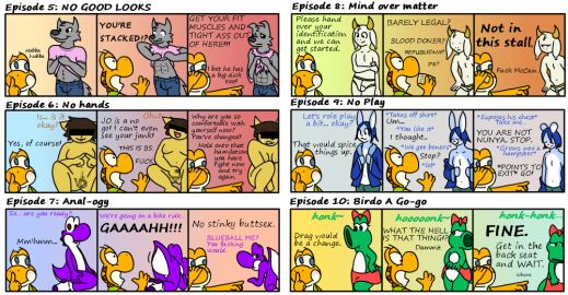 angry anthro ass birdo black_nose black_text blue_background blue_bottomwear blue_clothing blue_eyes blue_hair blue_jeans blue_pants blush bodily_fluids bottomwear bovid bow_tie briefs canid canine canis caprine censored censored_eyes closed_eyes clothed clothing clothing_lift comic crying denim denim_bottomwear denim_clothing dialogue english_text female finger_in_underwear fingers_together footwear fur genitals goat gradient_background green_background green_birdo green_clothing green_text green_topwear green_vest grey_body grey_fur grey_nose group hair horn jeans john_mccain lagomorph leporid male mammal mario_(series) masturbation moobs muscular muscular_male navel nintendo nipples nishi_oxnard nishi_yoshi orange_background orange_text orange_yoshi pants pink_bow pink_bow_tie pink_clothing pink_shirt pink_topwear pixelated presenting presenting_hindquarters purple_background purple_clothing purple_footwear purple_socks purple_text purple_yoshi pussy rabbit red_background removing_briefs sad shirt shirt_lift simple_background skirt socks sotelo_(nishi_oxnard) tears text tighty_whities topless topwear underwear vest white_body white_briefs white_clothing white_footwear white_fur white_socks white_underwear wolf yellow_background yoshi