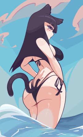 1girls animal_ears animal_tail ass breasts cat_ears cat_girl cat_tail catgirl drizzlewashere female in_water neko nekomimi tail water