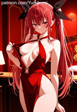 ai_generated breast_out date_a_live dress female itsuka_kotori looking_at_viewer nipple standing yumikami