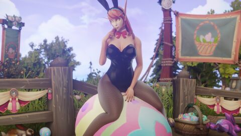 3d 3d_(artwork) amber_eyes armwear ass big_ass big_breasts big_butt big_hips big_thighs blood_elf bowtie breasts bunny_ears bunny_girl bunny_tail bunnysuit cia_nightfire clothed clothes easter easter_egg elf female female_focus female_only golden_eyes hairband high_elf hips large_breasts long_ears morilymory oc pantyhose pinup pointy_ears pussy red_hair rogue_(warcraft) smooth_skin solo solo_female solo_focus tattoo thick_hips thick_thighs vagina warcraft world_of_warcraft yellow_eyes