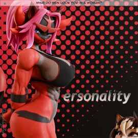 1girls 2020s 2024 3d abs alyia_(dividebyzero) ass athletic athletic_female big_ass big_breasts big_thighs blue_eyes bottomless breasts dividebyzero english english_text female female_focus female_incineroar female_only fit fit_female gym_uniform hi_res highres incineroar incineroar_(valorlynz) large_breasts muscular muscular_female obliques pink_hair pokemon pokemon_(species) purple_eyes side_view sideboob smile smiling thighs toned toned_female toned_stomach top_only