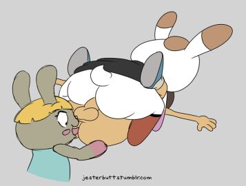 2014 amazonian_mating_press anal anal_sex animal_crossing animated anthro ass balls blargsnarf blush bonbon_(animal_crossing) clothed clothed_sex clothing female female_rimming female_rimming_male from_front_position furry genitals group human humanoid_genitalia humanoid_penis lagomorph leporid male male/female mammal mating_press nintendo oral penetration penis rabbit rimming scut_tail sex short_tail simple_background tail tiffany_(animal_crossing) trio villager_(animal_crossing)