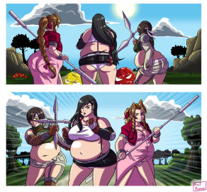 aerith_gainsborough ass axel-rosered bbw belly_overhang big_belly big_butt big_female blush blushing butt chubby chubby_female embarrassed fat fat_ass fat_female fat_fetish fat_rolls fat_woman fatty female final_fantasy final_fantasy_vii giantess huge_butt large_butt large_female love_handles mini_giantess obese obese_female overweight overweight_female pig plump pork_chop thick_thighs tifa_lockhart tubby weight_gain yuffie_kisaragi