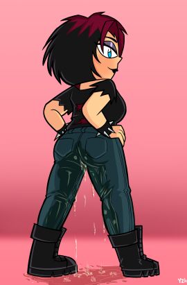 casual casual_urination clothing female footwear goth goth_girl grace_(omobomber) human jeans omorashi original pale_skin peeing peeing_self punk punk_girl ripped_jeans urinating urinating_female urination urine urine_on_floor urine_on_ground urine_on_legs urine_pool urine_puddle urine_stream wetting wetting_self yellowzonemx