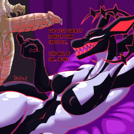 1:1 absurd_res anthro balls bandage bed black_body bodily_fluids breasts canid canine canis claws demon dhalek dhalek_(dhalek) digital_media_(artwork) duo english_text erection featureless_breasts female friday_night_funkin' furniture genital_fluids genitals glowing hi_res holding_penis horn humanoid jackal looking_at_genitalia looking_at_penis male male/female mammal markings mythology nightflaid_(retrospecter) nipple_outline nude penis scar sharp_teeth simple_background smile teeth text the_wanderer_(dhalek)